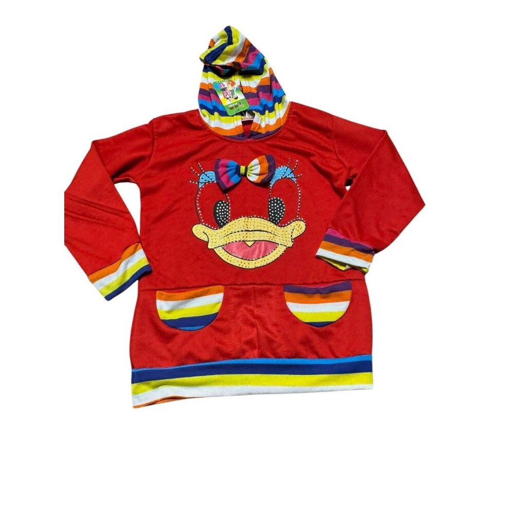 JIANI Girls Red Hoodie Dress Rainbow Stripes Cartoon Face Graphic Size‎ 20
